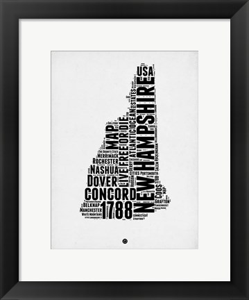 Framed New Hampshire Word Cloud 2 Print