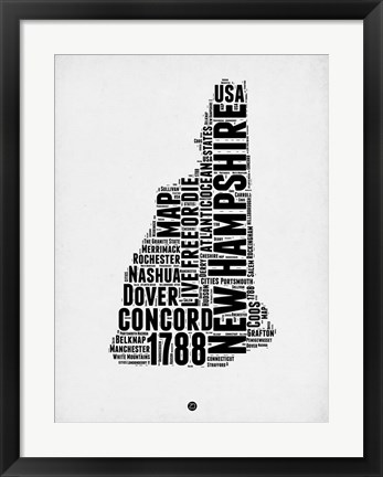 Framed New Hampshire Word Cloud 2 Print