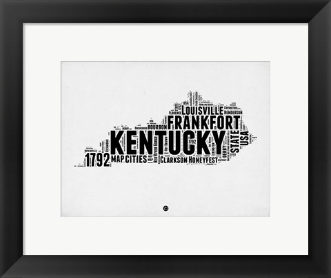 Framed Kentucky Word Cloud 2 Print