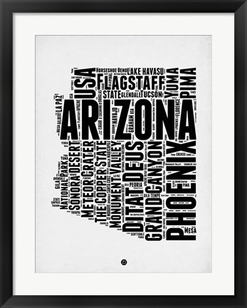 Framed Arizona Word Cloud 2 Print