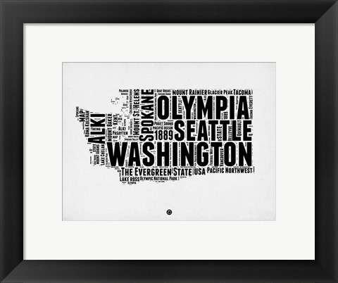 Framed Washington Word Cloud 2 Print