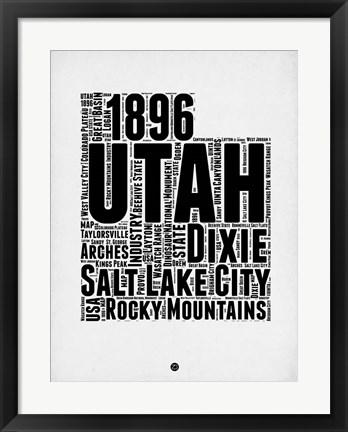 Framed Utah Word Cloud 2 Print