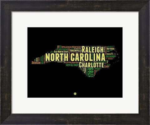 Framed North Carolina Word Cloud 1 Print