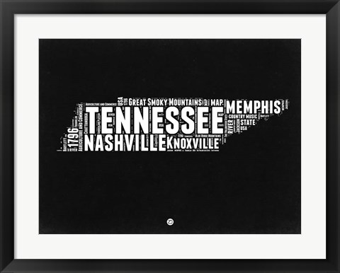 Framed Tennessee Black and White Map Print