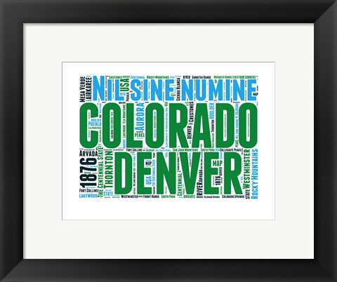 Framed Colorado Word Cloud Map Print