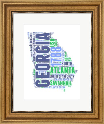Framed Georgia Word Cloud Map Print