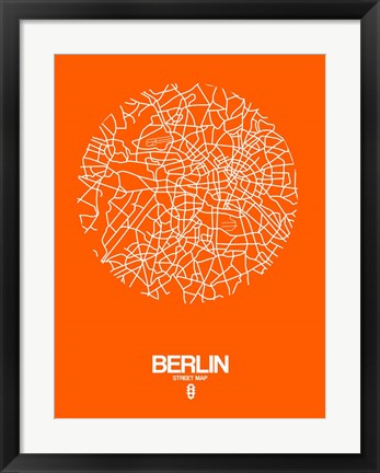 Framed Berlin Street Map Orange Print