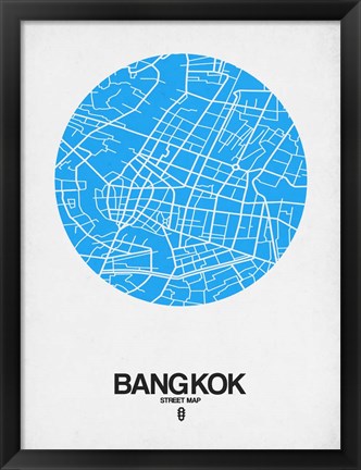 Framed Bangkok Street Map Blue Print