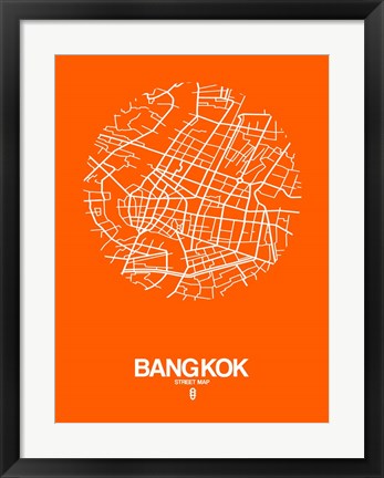 Framed Bangkok Street Map Orange Print