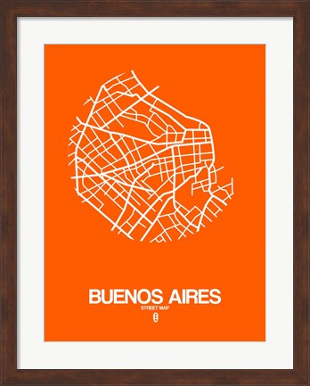 Framed Buenos Aires Street Map Orange Print