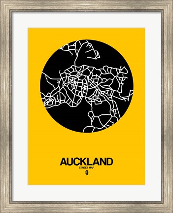 Framed Auckland Street Map Yellow Print