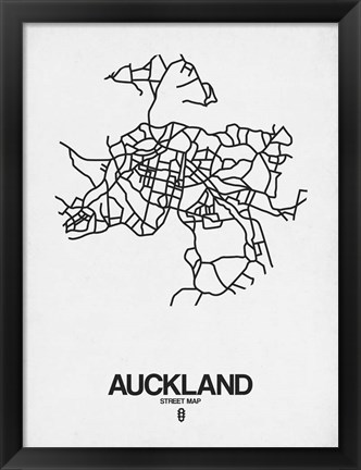 Framed Auckland Street Map White Print