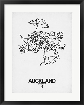 Framed Auckland Street Map White Print