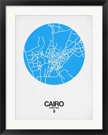 Framed Cairo Street Map Blue Print