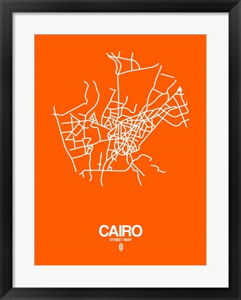 Framed Cairo Street Map Orange Print