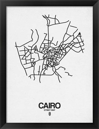 Framed Cairo Street Map White Print