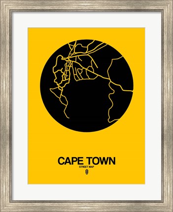 Framed Cape Town Street Map Yellow Print