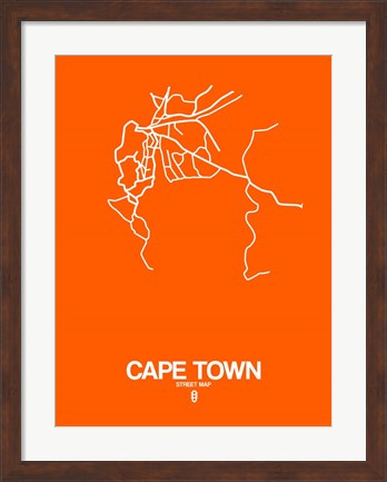 Framed Cape Town Street Map Orange Print