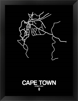 Framed Cape Town Street Map Black Print