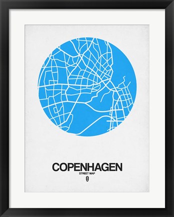 Framed Copenhagen Street Map Blue Print