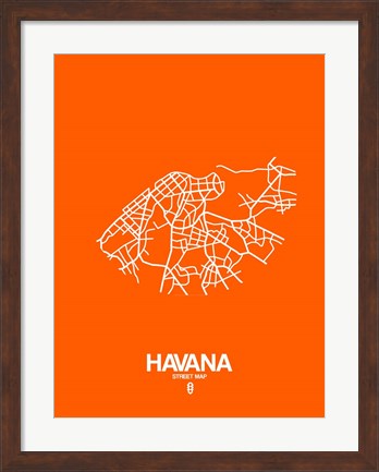 Framed Havana Street Map Orange Print