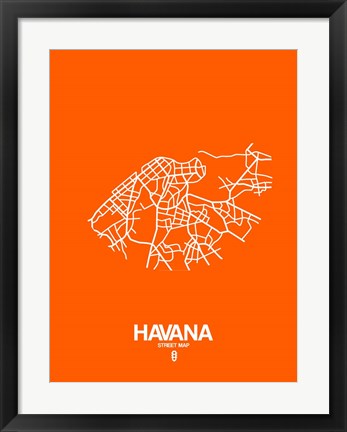 Framed Havana Street Map Orange Print