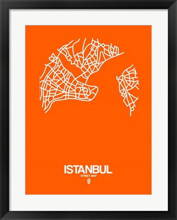 Framed Istanbul Street Map Orange Print