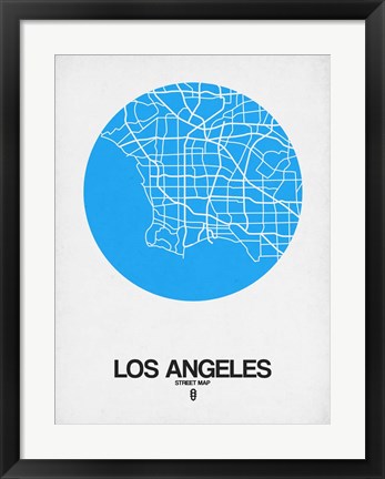 Framed Los Angeles Street Map Blue Print