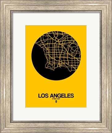 Framed Los Angeles Street Map Yellow Print