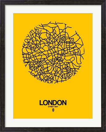 Framed London Street Map Yellow Print