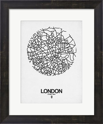 Framed London Street Map White Print
