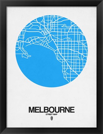 Framed Melbourne Street Map Blue Print