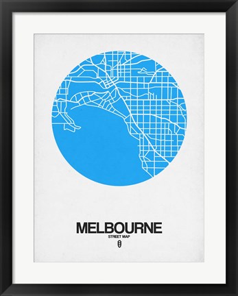 Framed Melbourne Street Map Blue Print