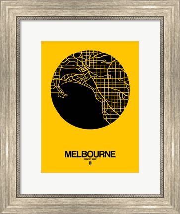 Framed Melbourne Street Map Yellow Print