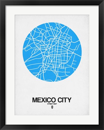 Framed Mexico City Street Map Blue Print