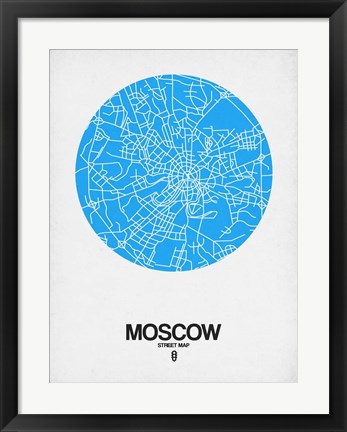 Framed Moscow Street Map Blue Print