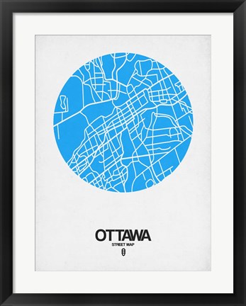 Framed Ottawa Street Map Blue Print