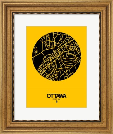 Framed Ottawa Street Map Yellow Print