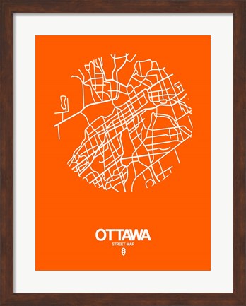 Framed Ottawa Street Map Orange Print