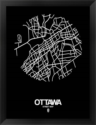 Framed Ottawa Street Map Black Print