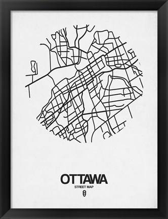 Framed Ottawa Street Map White Print