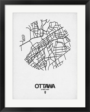 Framed Ottawa Street Map White Print