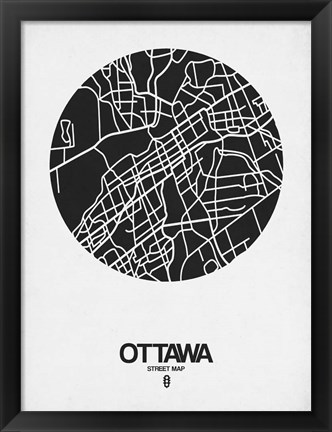 Framed Ottawa Street Map Black on White Print