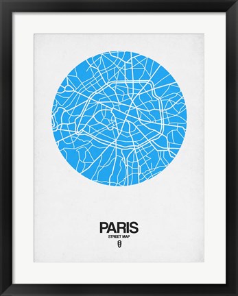 Framed Paris Street Map Blue Print