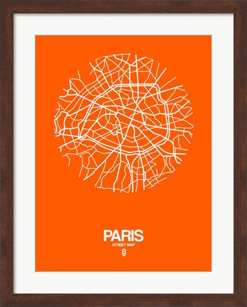 Framed Paris Street Map Orange Print