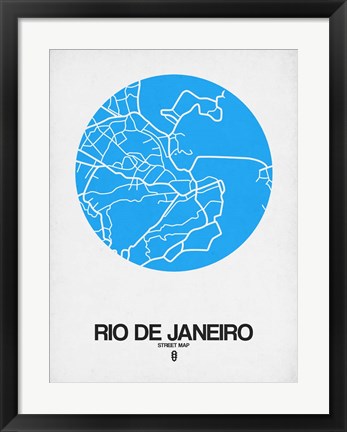 Framed Rio de Janeiro Street Map Blue Print