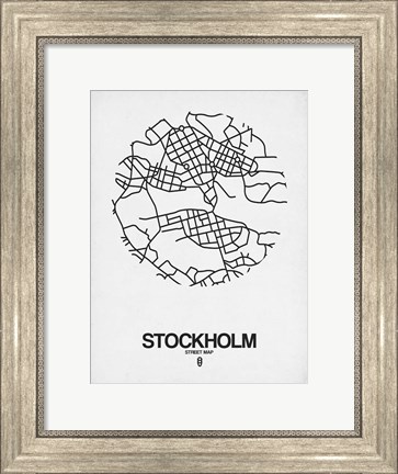 Framed Stockholm Street Map White Print