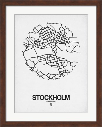Framed Stockholm Street Map White Print