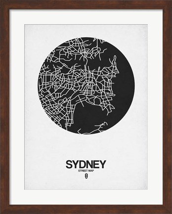 Framed Sydney Street Map Black on White Print