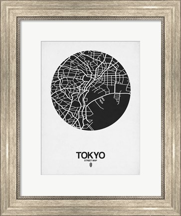 Framed Tokyo Street Map Black on White Print